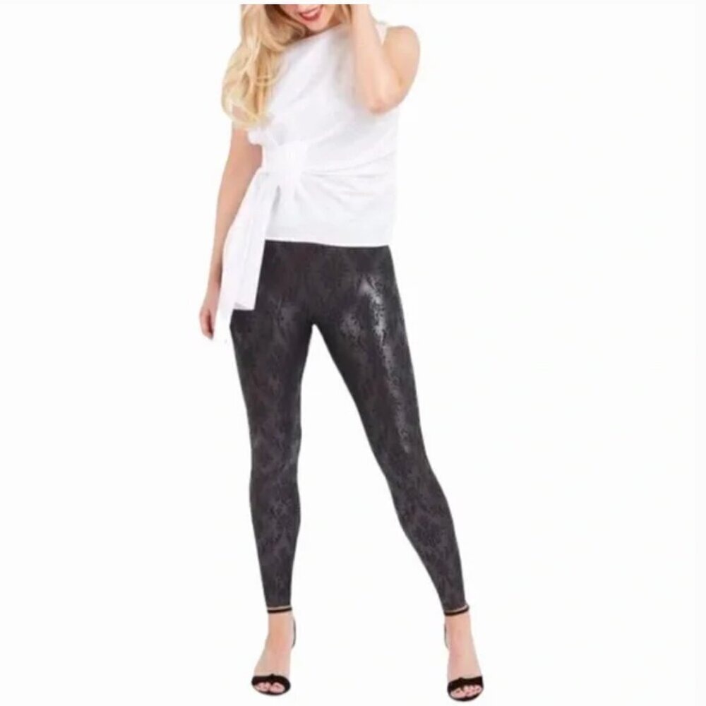 Spanx Faux Leather Brocade Leggings size XS 20261R - Picture 1 of 6